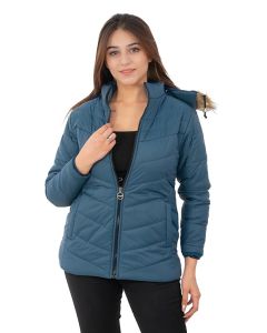 urban vogaye Casual Women's Hooded Collar Jacket Full Sleeve Winter Wear Solid Quilted Neck Jacket for Women Girls