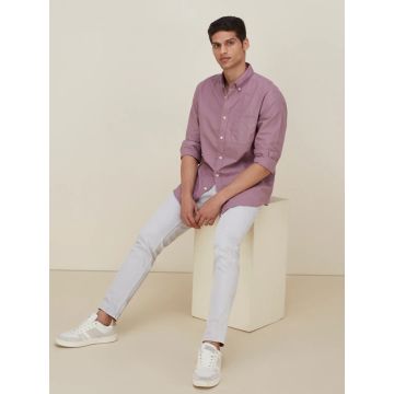 WES Casuals Mauve Cotton Relaxed-Fit Shirt