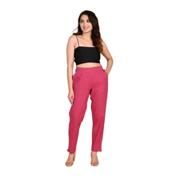 Women’s Solid Straight Fit Cotton Trousers