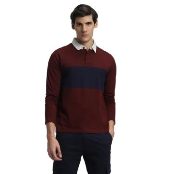 Dennis Lingo Men's Cotton Polo Neck Tshirt, Regular Fit Long Sleeve