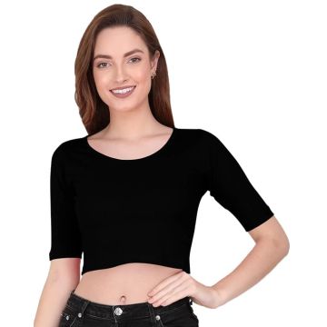 ream Beauty Fashion Women's High/Turtle Neck Short Sleeves Stylish Casual Crop Top
