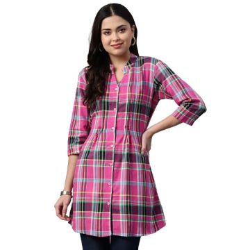 One femme Women's Plaid Check Print Tunic