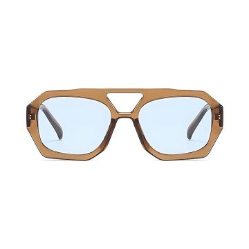 Rebel Retro Vintage 70s Hexagonal Aviator Double Bridge Sunglasses