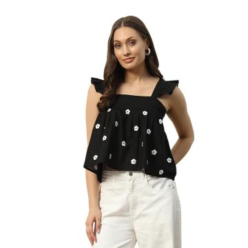 FIORRA Women's Cotton Regular Fit Crop Top