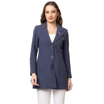 Kotty Winter Wear Casual Wear Outdoor Wear Wool Blend Collared Checked Full Sleeve Women's Coat