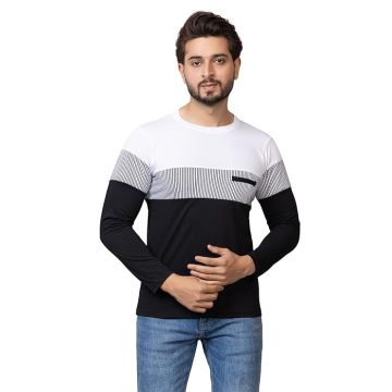 Men's Round Neck Color Block Desginer Tshirt