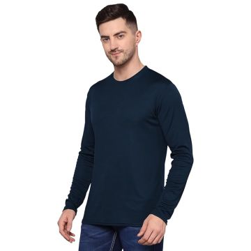 TQH Men's Solid Full Sleeve Slim Fit Polyester T-Shirt