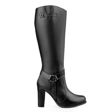 Women’s Faux Leather Material Knee-High Block Heel Boots
