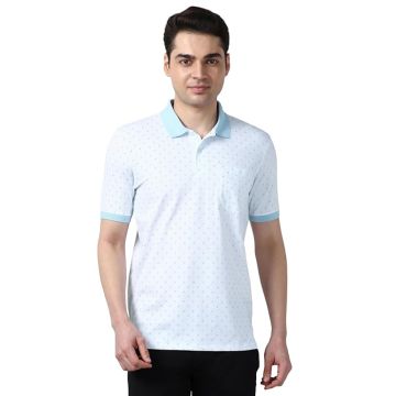 Peter England Men's Cotton-Polyester Micro Matrix Polo Shirt