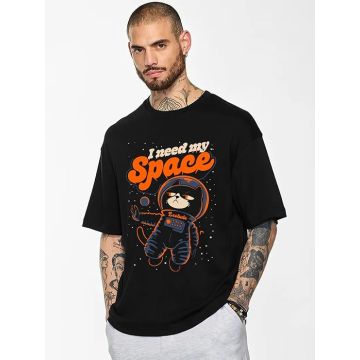 Half Sleeve Oversized Cottonblend Round Neck Drop Shoulder Printed Men's T-Shirt