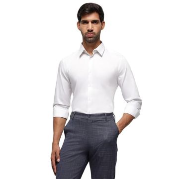 SUBTRACT Men's Slim Fit Solid Spread Collar Shirt