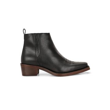 Delize men’s petent vegan leather, cuban heeled, cowboy ankle boots-Black-40 -Faux Leather