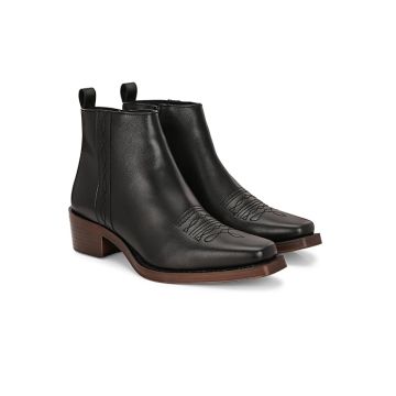 Delize men’s petent vegan leather, cuban heeled, cowboy ankle boots