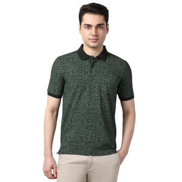 Peter England Men's Cotton Abstract Floral Print Polo Shirt 