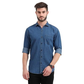 Miraan Men's Cotton Regular Fit Casual Denim Shirt